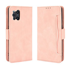Leather Case Stands Flip Cover Holder BY3 for Oppo Find X3 5G Pink