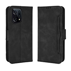 Leather Case Stands Flip Cover Holder BY3 for Oppo Find X5 5G Black