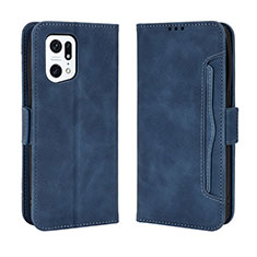 Leather Case Stands Flip Cover Holder BY3 for Oppo Find X5 Pro 5G Blue