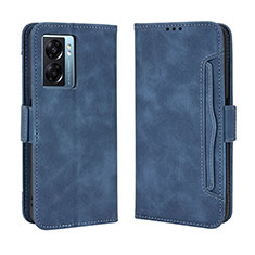 Leather Case Stands Flip Cover Holder BY3 for Oppo K10 5G India Blue