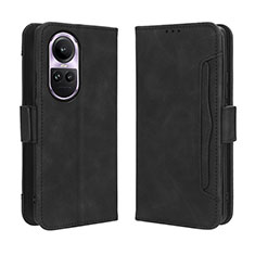 Leather Case Stands Flip Cover Holder BY3 for Oppo Reno10 5G Black