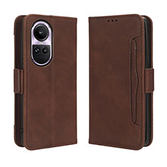 Leather Case Stands Flip Cover Holder BY3 for Oppo Reno10 Pro 5G Brown