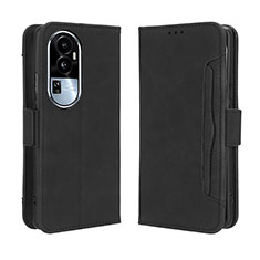 Leather Case Stands Flip Cover Holder BY3 for Oppo Reno10 Pro+ Plus 5G Black