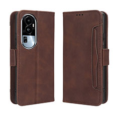 Leather Case Stands Flip Cover Holder BY3 for Oppo Reno10 Pro+ Plus 5G Brown