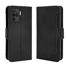 Leather Case Stands Flip Cover Holder BY3 for Oppo Reno5 F Black
