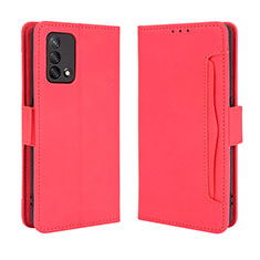 Leather Case Stands Flip Cover Holder BY3 for Oppo Reno6 Lite Red