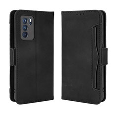 Leather Case Stands Flip Cover Holder BY3 for Oppo Reno6 Pro 5G India Black