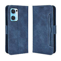 Leather Case Stands Flip Cover Holder BY3 for Oppo Reno7 5G Blue