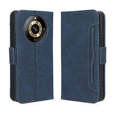 Leather Case Stands Flip Cover Holder BY3 for Realme 11 Pro 5G Blue