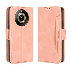 Leather Case Stands Flip Cover Holder BY3 for Realme 11 Pro 5G Pink