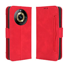 Leather Case Stands Flip Cover Holder BY3 for Realme 11 Pro 5G Red