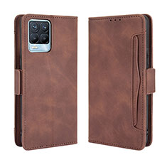 Leather Case Stands Flip Cover Holder BY3 for Realme 8 Pro Brown