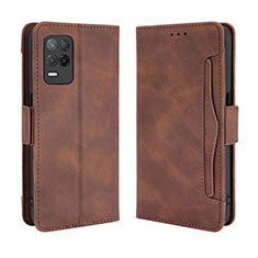 Leather Case Stands Flip Cover Holder BY3 for Realme 9 5G India Brown