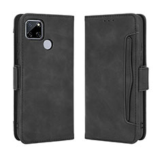 Leather Case Stands Flip Cover Holder BY3 for Realme C25S Black