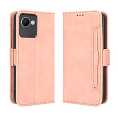 Leather Case Stands Flip Cover Holder BY3 for Realme C30 Pink