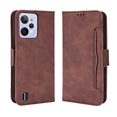 Leather Case Stands Flip Cover Holder BY3 for Realme C31 Brown