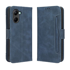 Leather Case Stands Flip Cover Holder BY3 for Realme C33 (2023) Blue