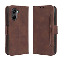 Leather Case Stands Flip Cover Holder BY3 for Realme C33 (2023) Brown