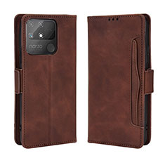 Leather Case Stands Flip Cover Holder BY3 for Realme Narzo 50A Brown