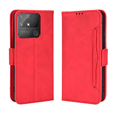 Leather Case Stands Flip Cover Holder BY3 for Realme Narzo 50A Red