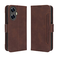 Leather Case Stands Flip Cover Holder BY3 for Realme Narzo N55 Brown