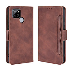 Leather Case Stands Flip Cover Holder BY3 for Realme Q2i 5G Brown