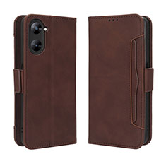 Leather Case Stands Flip Cover Holder BY3 for Realme V30t 5G Brown