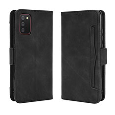 Leather Case Stands Flip Cover Holder BY3 for Samsung Galaxy A02s Black