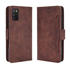 Leather Case Stands Flip Cover Holder BY3 for Samsung Galaxy A02s Brown