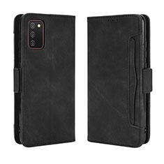 Leather Case Stands Flip Cover Holder BY3 for Samsung Galaxy A03s Black