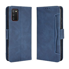 Leather Case Stands Flip Cover Holder BY3 for Samsung Galaxy A03s Blue