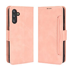 Leather Case Stands Flip Cover Holder BY3 for Samsung Galaxy A04s Pink