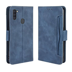 Leather Case Stands Flip Cover Holder BY3 for Samsung Galaxy A11 Blue