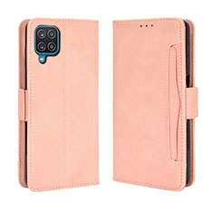Leather Case Stands Flip Cover Holder BY3 for Samsung Galaxy A12 5G Pink
