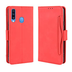 Leather Case Stands Flip Cover Holder BY3 for Samsung Galaxy A20s Red