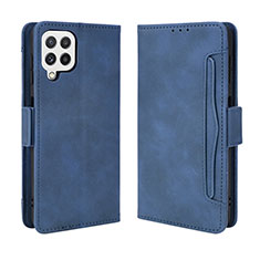 Leather Case Stands Flip Cover Holder BY3 for Samsung Galaxy A22 4G Blue