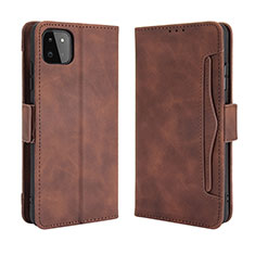 Leather Case Stands Flip Cover Holder BY3 for Samsung Galaxy A22 5G Brown