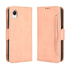 Leather Case Stands Flip Cover Holder BY3 for Samsung Galaxy A23e 5G Pink