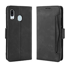 Leather Case Stands Flip Cover Holder BY3 for Samsung Galaxy A30 Black