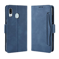 Leather Case Stands Flip Cover Holder BY3 for Samsung Galaxy A30 Blue