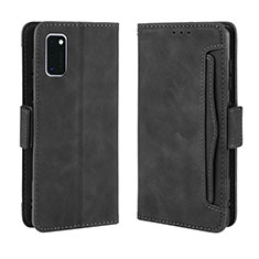 Leather Case Stands Flip Cover Holder BY3 for Samsung Galaxy A41 Black