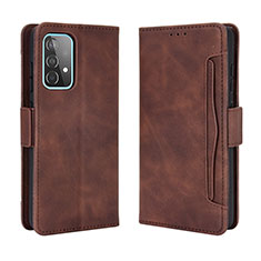 Leather Case Stands Flip Cover Holder BY3 for Samsung Galaxy A52 4G Brown