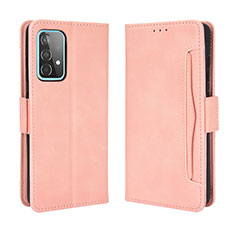 Leather Case Stands Flip Cover Holder BY3 for Samsung Galaxy A52 4G Pink