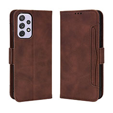 Leather Case Stands Flip Cover Holder BY3 for Samsung Galaxy A53 5G Brown