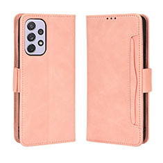 Leather Case Stands Flip Cover Holder BY3 for Samsung Galaxy A73 5G Pink
