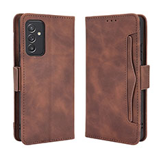 Leather Case Stands Flip Cover Holder BY3 for Samsung Galaxy A82 5G Brown