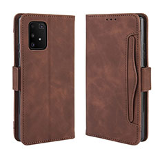 Leather Case Stands Flip Cover Holder BY3 for Samsung Galaxy A91 Brown