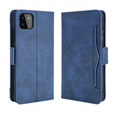 Leather Case Stands Flip Cover Holder BY3 for Samsung Galaxy F42 5G Blue