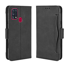 Leather Case Stands Flip Cover Holder BY3 for Samsung Galaxy M31 Black
