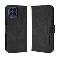 Leather Case Stands Flip Cover Holder BY3 for Samsung Galaxy M33 5G Black